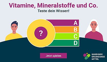 Titelgrafik des neues Spiels zu Mikronährstoffen in der Spielewelt des Lebensmittelverbands Deutschland